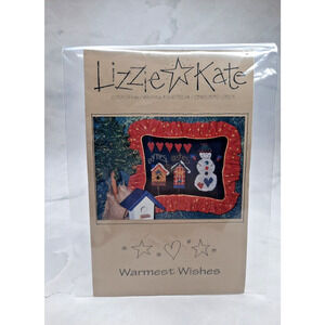 Vintage Lizzie Kate Cross Stitch Pattern Warmest Wishes Snowman Birdhouses